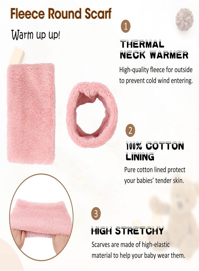 Peecabe Fleece Baby Hat Scarf Mitten Set Winter Toddler Beanie Warm Mittens Infant Scarves Ears Earflap Hats for Baby Boys Girls (Pink, M) - Image 5